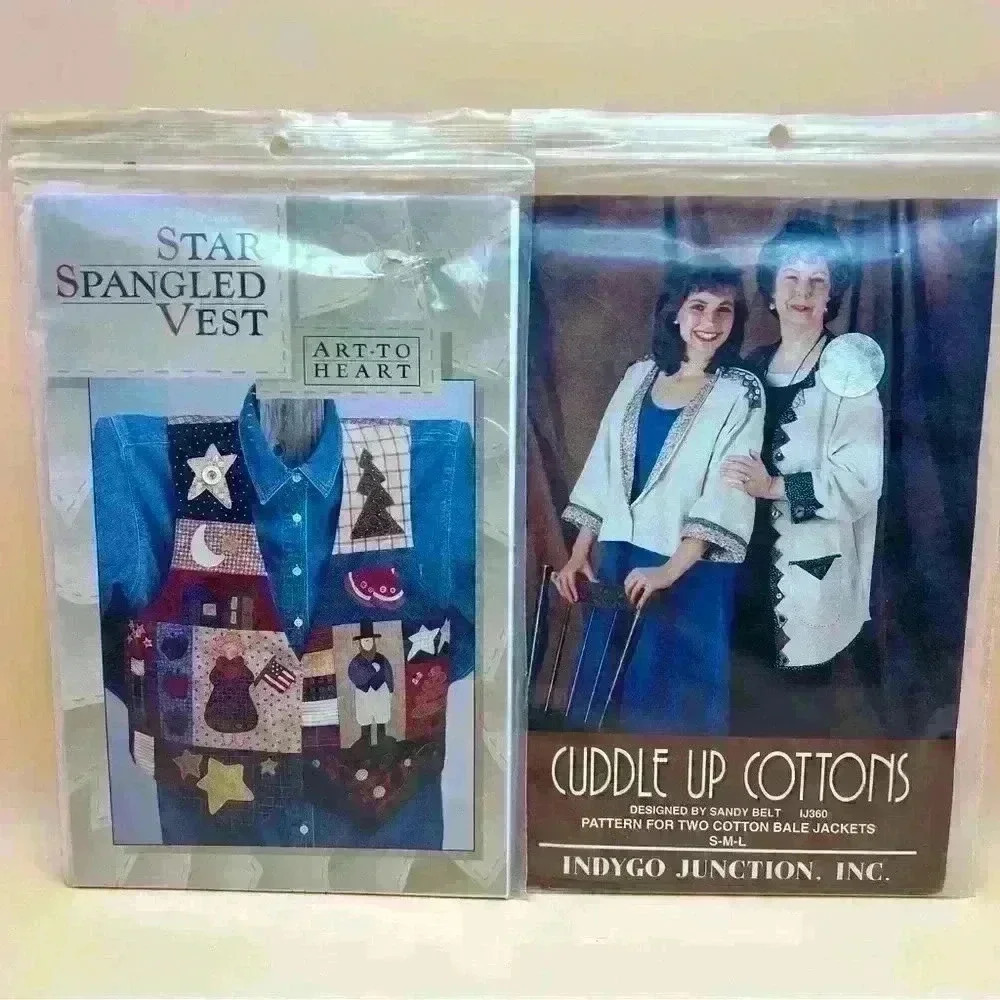 2 Vintage Sewing Patterns Indygo Junction & Imagination Unlimited Vest & Jackets